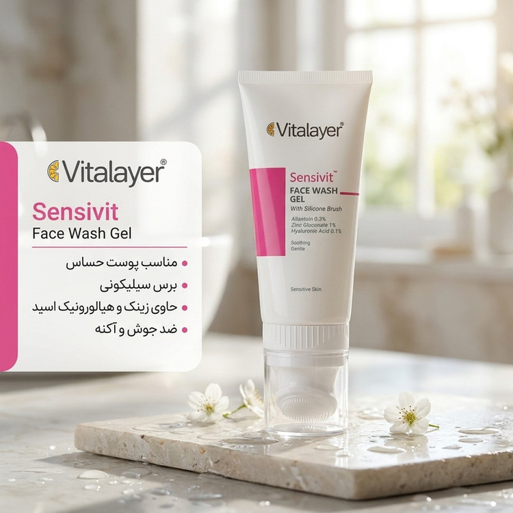 ژل شستوشوی صورت ویتالیر مدل سنسی ویت مناسب پوست حساس حجم 200 میلیلیتر