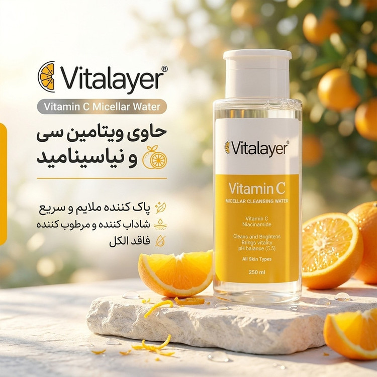 محلول پاک کننده آرایش ویتالیر مدل ویتامین سی حجم 250 میلی لیتر